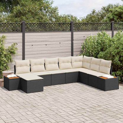 Set Divano da Giardino con cuscino 8 pcs Nero polyrattan