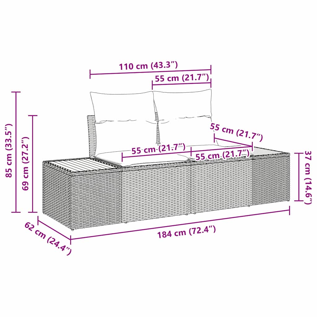 Set Divano da Giardino con cuscino 8 pcs Beige polyrattan