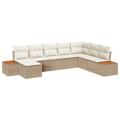 Set Divano da Giardino con cuscino 8 pcs Beige polyrattan