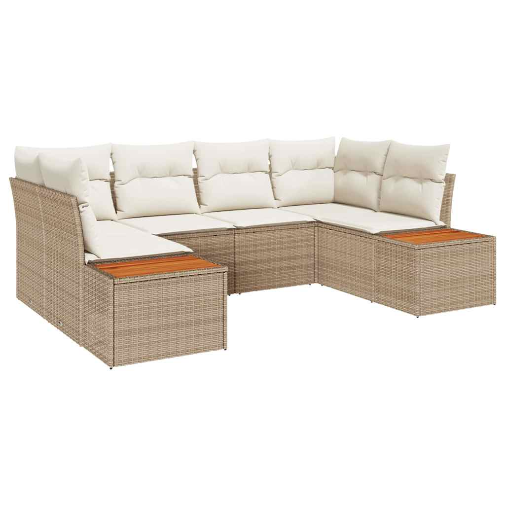 Set Divano da Giardino con cuscino 6 pcs Beige polyrattan