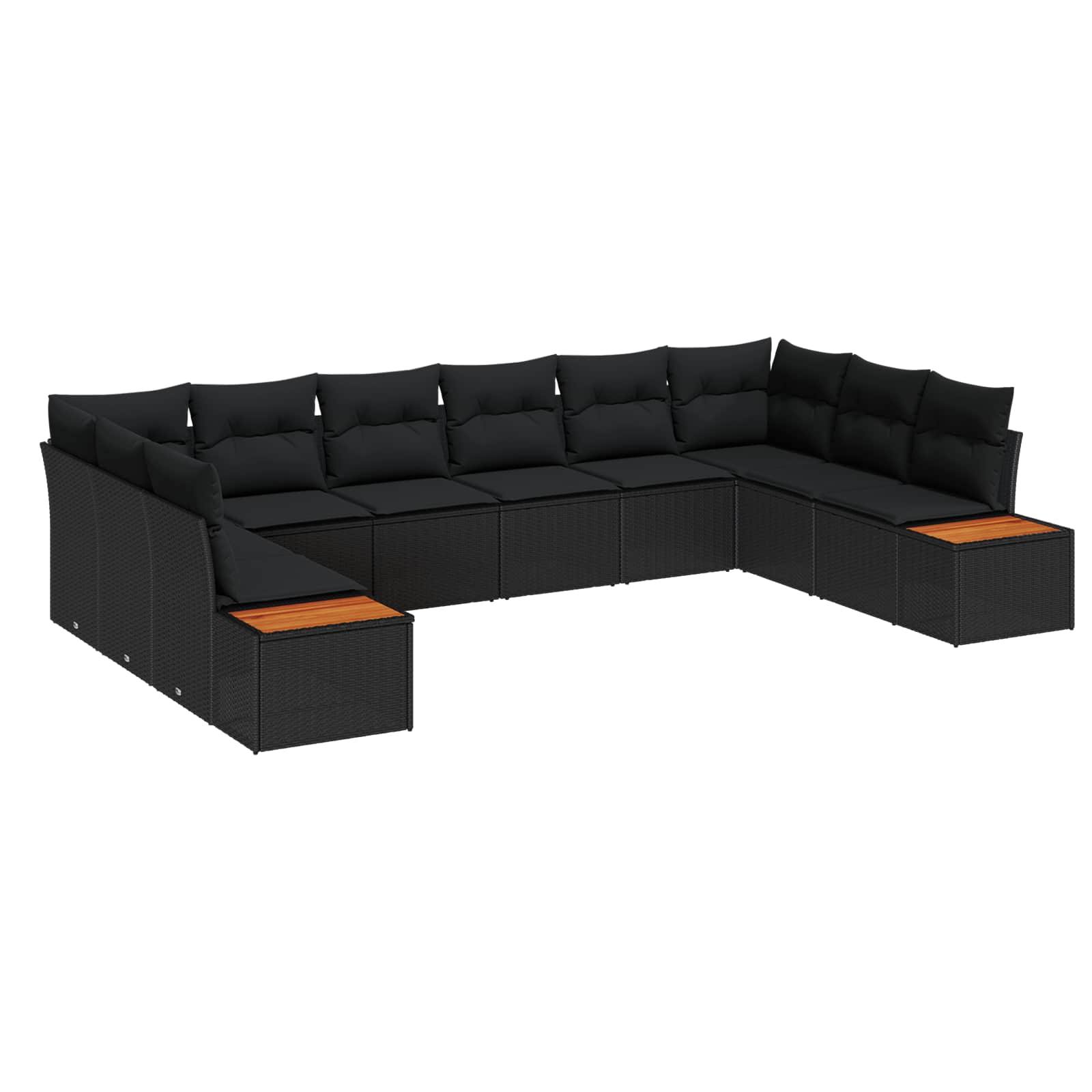 Set Divano da Giardino con cuscino 10 pcs Nero Poly Rattan | homemem39