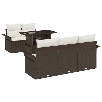 Set Divano da Giardino con cuscino 6 pcs Marrone polyrattan | homemem39