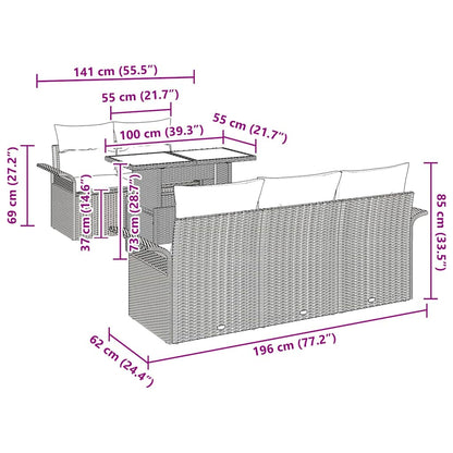 Set Divano da Giardino con cuscino 6 pcs Grigio polyrattan | homemem39