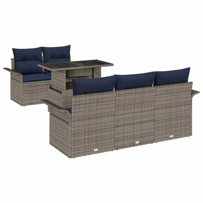 Set Divano da Giardino con cuscino 6 pcs Grigio polyrattan | homemem39