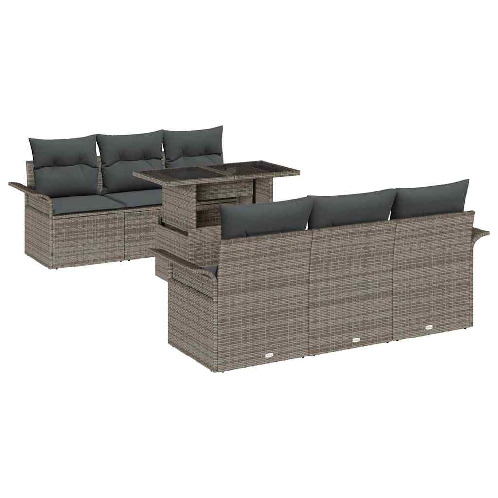 Set Divano da Giardino con cuscino 7 pcs Grigio polyrattan | homemem39