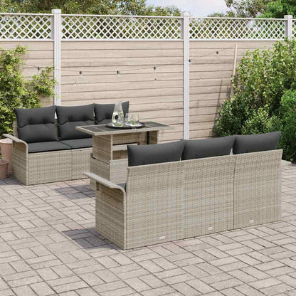 Set Divano da Giardino 7 pcs Grigio chiaro polyrattan | homemem39