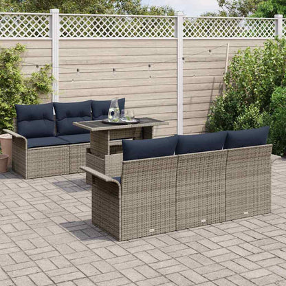 Set Divano da Giardino con cuscino 7 pcs Grigio polyrattan | homemem39