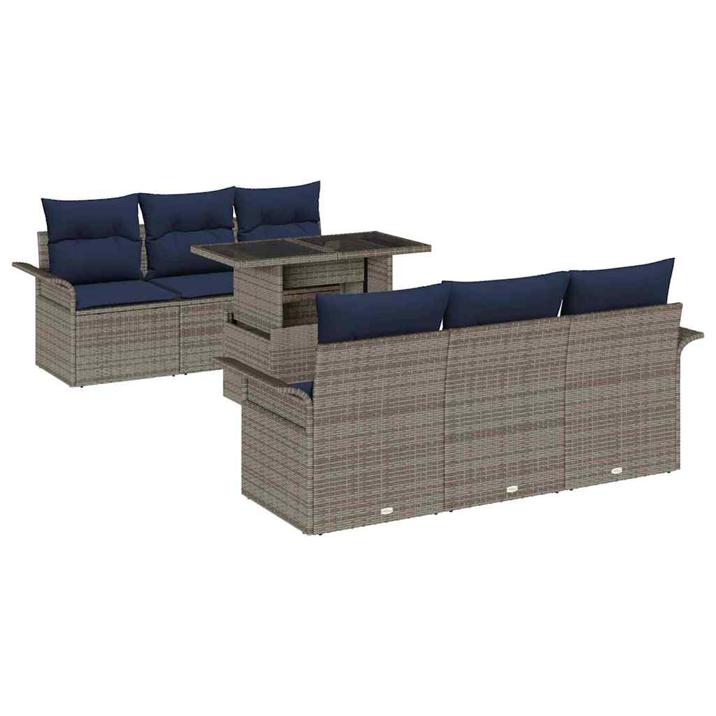 Set Divano da Giardino con cuscino 7 pcs Grigio polyrattan | homemem39