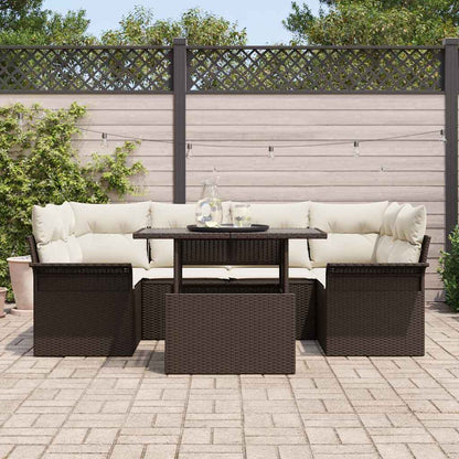 Set Divano da Giardino con cuscino 7 pcs Marrone polyrattan | homemem39