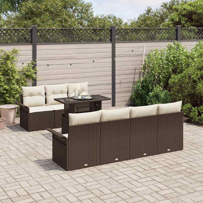 Set Divano da Giardino con cuscino 8 pcs Marrone polyrattan | homemem39