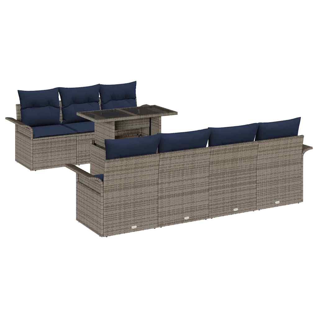 Set Divano da Giardino con cuscino 8 pcs Grigio polyrattan | homemem39
