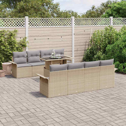 Set Divano da Giardino con cuscino 9 pcs Beige polyrattan | homemem39
