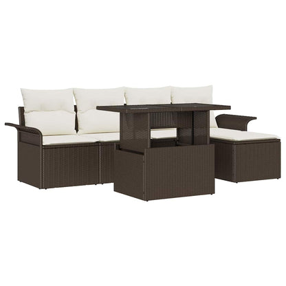 Set Divano da Giardino con cuscino 6 pcs Marrone polyrattan | homemem39