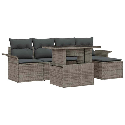 Set Divano da Giardino con cuscino 6 pcs Grigio polyrattan | homemem39