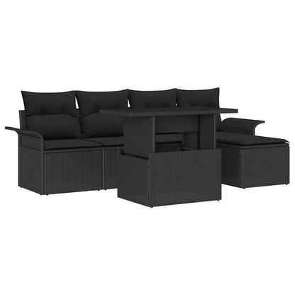 Set Divano da Giardino 6 pz Nero polyrattan | homemem39