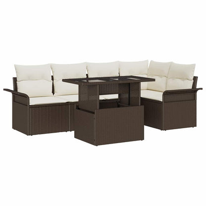 Set Divano da Giardino con cuscino 6 pcs Marrone polyrattan | homemem39