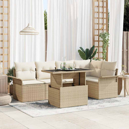 Set Divano da Giardino con cuscino 6 pcs Beige polyrattan