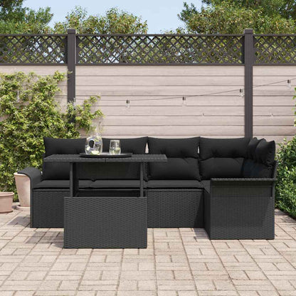 Set Divano da Giardino 6 pz Nero polyrattan - homemem39