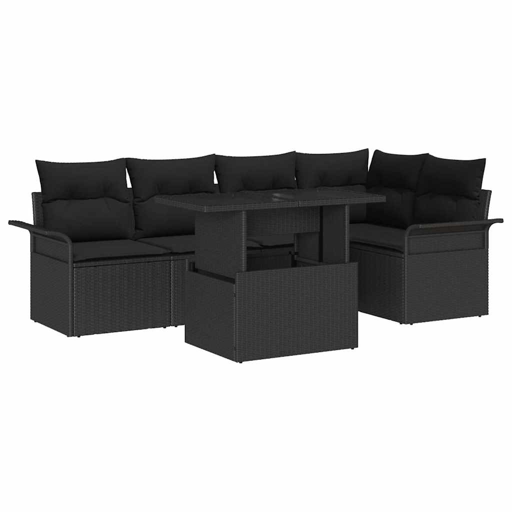 Set Divano da Giardino 6 pz Nero polyrattan | homemem39