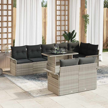 Set Divano da Giardino 9 pcs Grigio chiaro Poly Rattan | homemem39