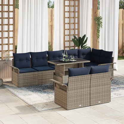 Set Divano da Giardino con cuscino 9 pcs Grigio Poly Rattan | homemem39
