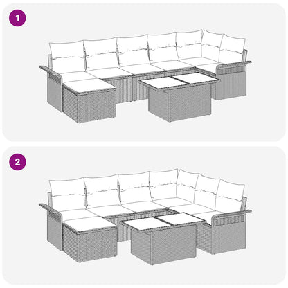 Set Divano da Giardino con cuscino 8 pcs Beige Poly Rattan | homemem39