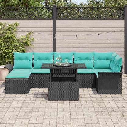 Set Divano da Giardino con cuscino 8 pcs Nero polyrattan | homemem39