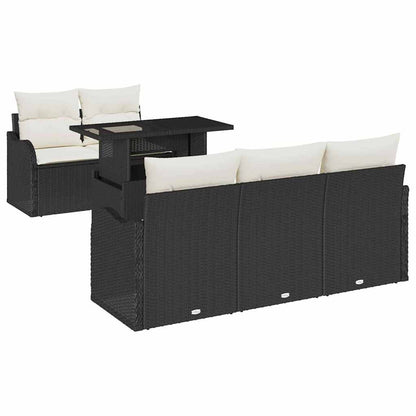 Set Divano da Giardino 6 pcs Nero e Crema polyrattan | homemem39