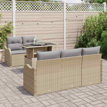 Set Divano da Giardino con cuscino 6 pcs Beige polyrattan | homemem39
