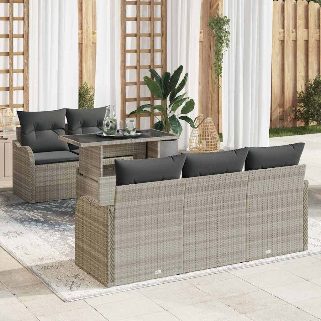 Set Divano da Giardino 6 pcs Grigio chiaro polyrattan | homemem39