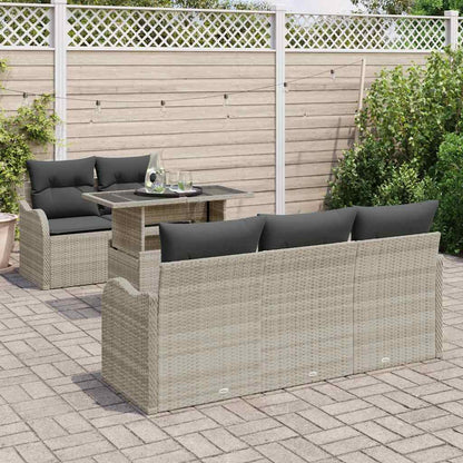 Set Divano da Giardino 6 pcs Grigio chiaro polyrattan | homemem39