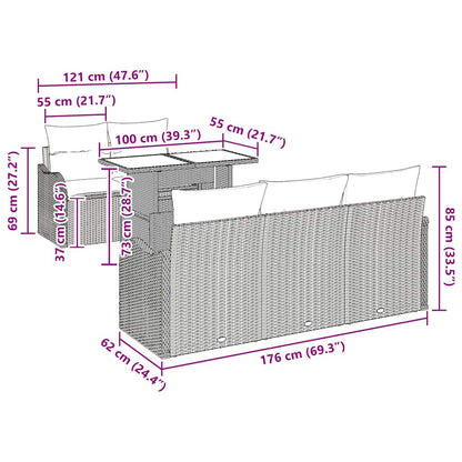 Set Divano da Giardino 6 pcs Grigio chiaro polyrattan | homemem39