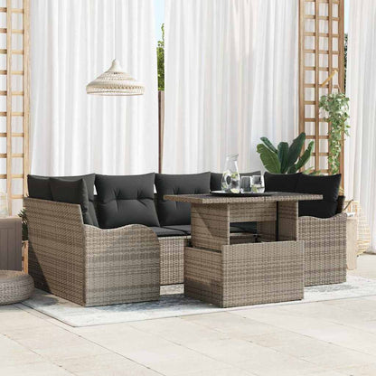 Set Divano da Giardino 7 pcs Grigio e Grigio Scuro polyrattan | homemem39