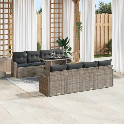 Set Divano da Giardino con cuscino 7 pcs Grigio polyrattan | homemem39