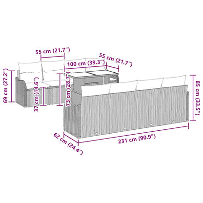 Set Divano da Giardino con cuscino 7 pcs Grigio polyrattan | homemem39