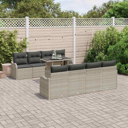 Set Divano da Giardino 7 pcs Grigio chiaro polyrattan