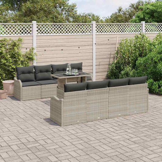 Set Divano da Giardino 7 pcs Grigio chiaro polyrattan