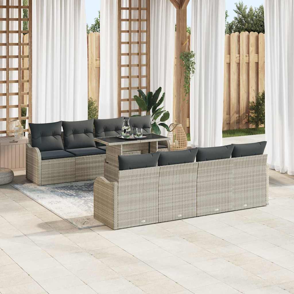 Set Divano da Giardino 7 pcs Grigio chiaro polyrattan | homemem39