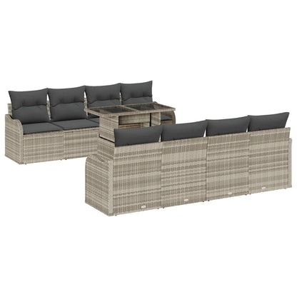 Set Divano da Giardino 7 pcs Grigio chiaro polyrattan