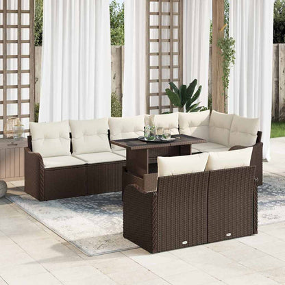 Set di relax con cuscino 9 pcs Marrone Poly Rattan | homemem39