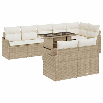 Set di relax con cuscino 9 pcs Beige Poly Rattan | homemem39