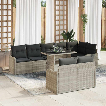 Set di relax con cuscino 9 pcs Grigio chiaro Poly Rattan | homemem39
