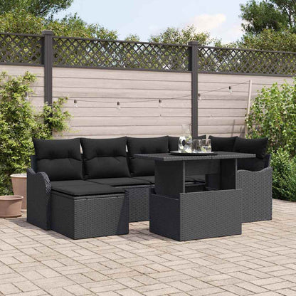 Set Divano da Giardino 7 pz Nero Poly Rattan | homemem39