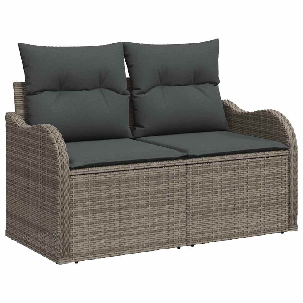 Set Divano da Giardino con cuscino 11 pcs Grigio Poly Rattan | homemem39