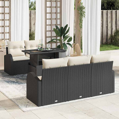 Set Divano da Giardino con cuscino 6 pcs Nero polyrattan | homemem39