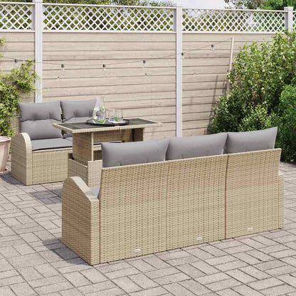 Set Divano da Giardino con cuscino 6 pcs Beige polyrattan