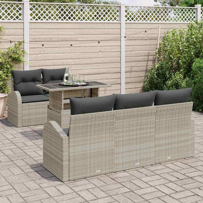 Set Divano da Giardino 6 pcs Grigio chiaro polyrattan