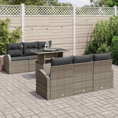 Set Divano da Giardino con cuscino 7 pcs Grigio Poly Rattan | homemem39
