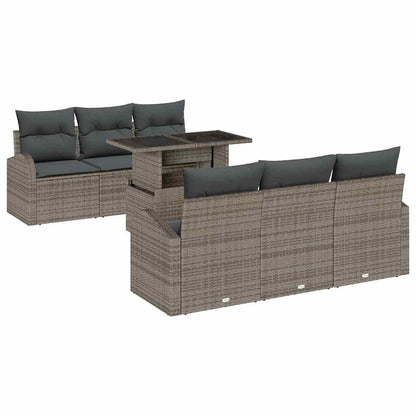 Set Divano da Giardino con cuscino 7 pcs Grigio Poly Rattan | homemem39