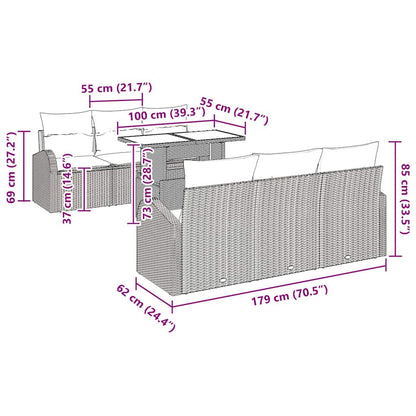 Set Divano da Giardino con cuscino 7 pcs Grigio Poly Rattan | homemem39